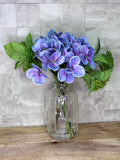 9" Blue-Pink Faux Hydrangea Flowers