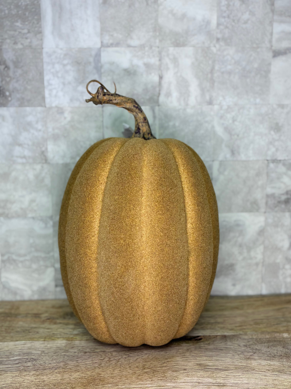 8" Golden Brown Velvet Pumpkin