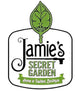 A logo-style graphic reading 'Jamie's Secret Garden Home & Fashion Boutique' with a green leaf emblem above the text on a white background.